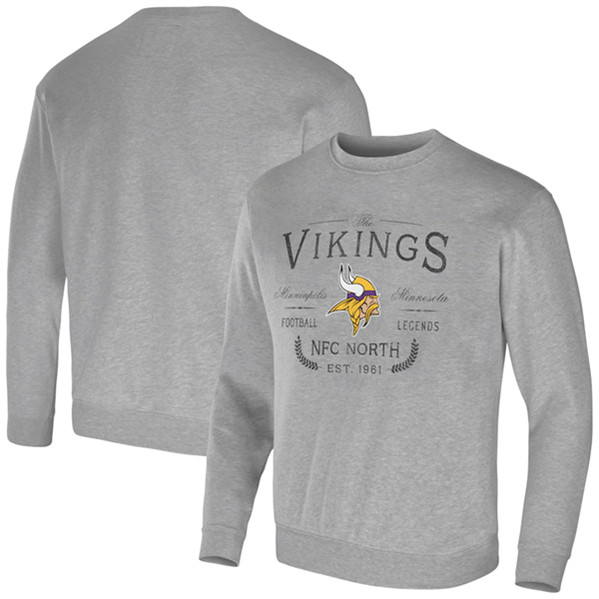 Men's Minnesota Vikings Gray Darius Rucker Collection Pullover Sweatshirt - Click Image to Close